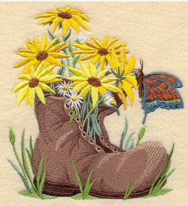 Design C7574 Embroidery Library https://emblibrary.com/design/blooms-in-a-boot-c7574